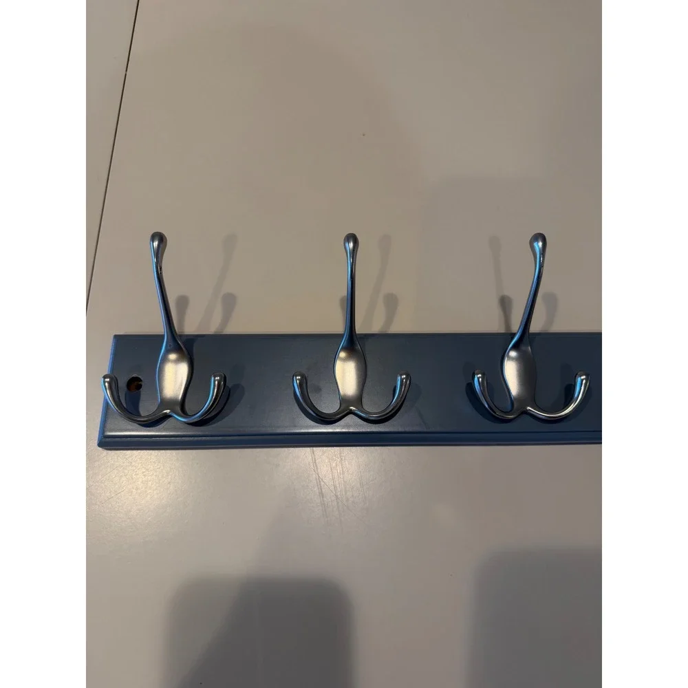 Ameziel Grey Wall Mounted Coat keys Rack 4 Triple Hooks Satin Nickel 16 Inch